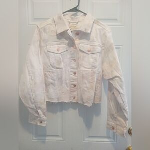 Women's Cream Camo Cropped Tye Dye Denim Jacket